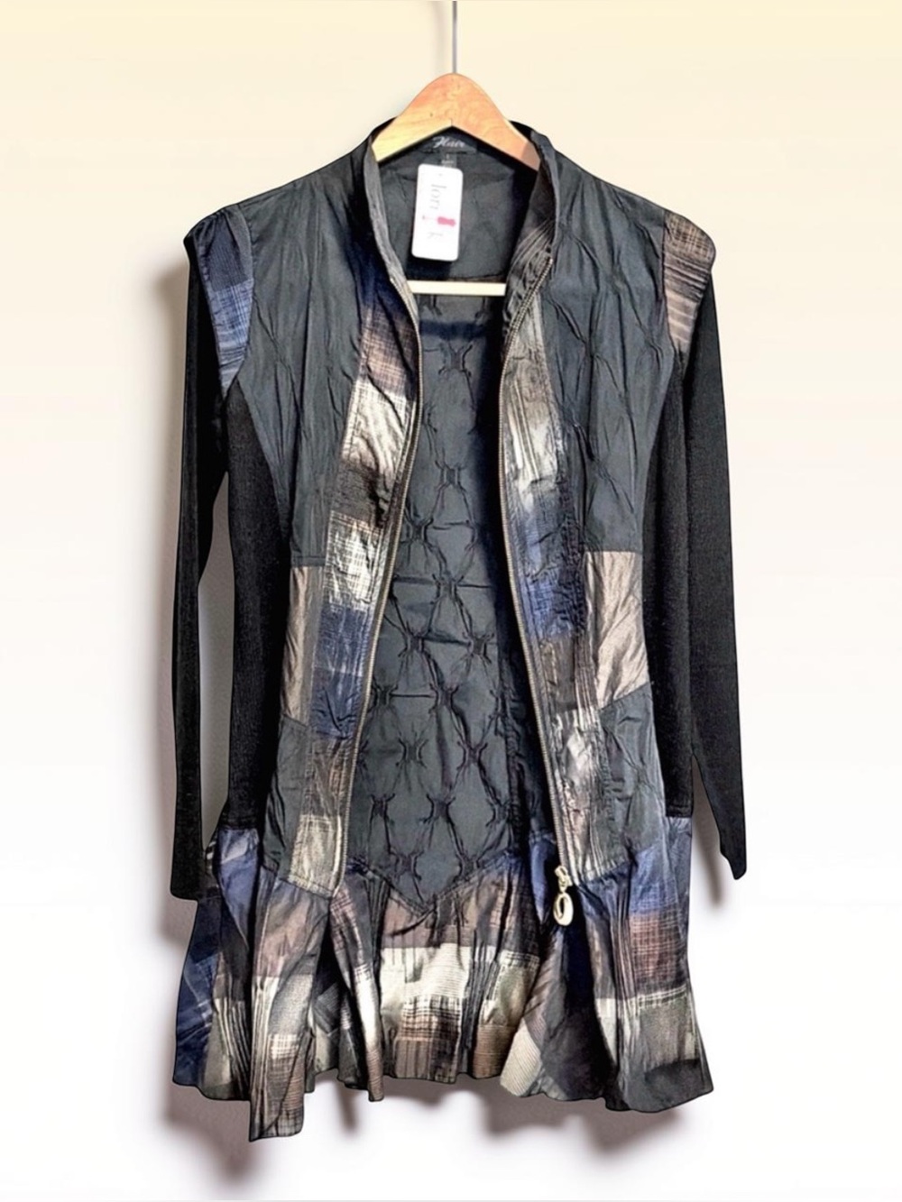 Habitat Women’s Mixed Media Zip Jacket Navy | Quilted Panel | Size S | NWT